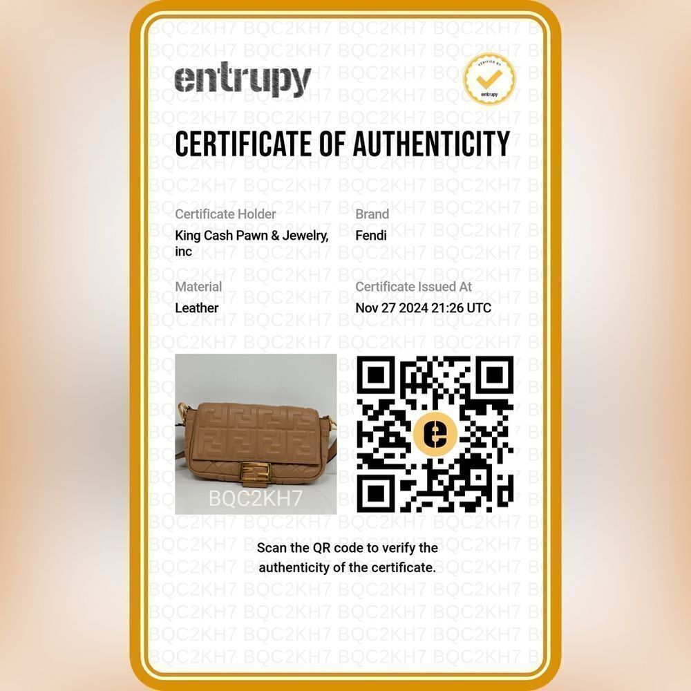 Fendi Baguette Zucca Shoulder Bag Medium brown Leather - Picture 2 of 14